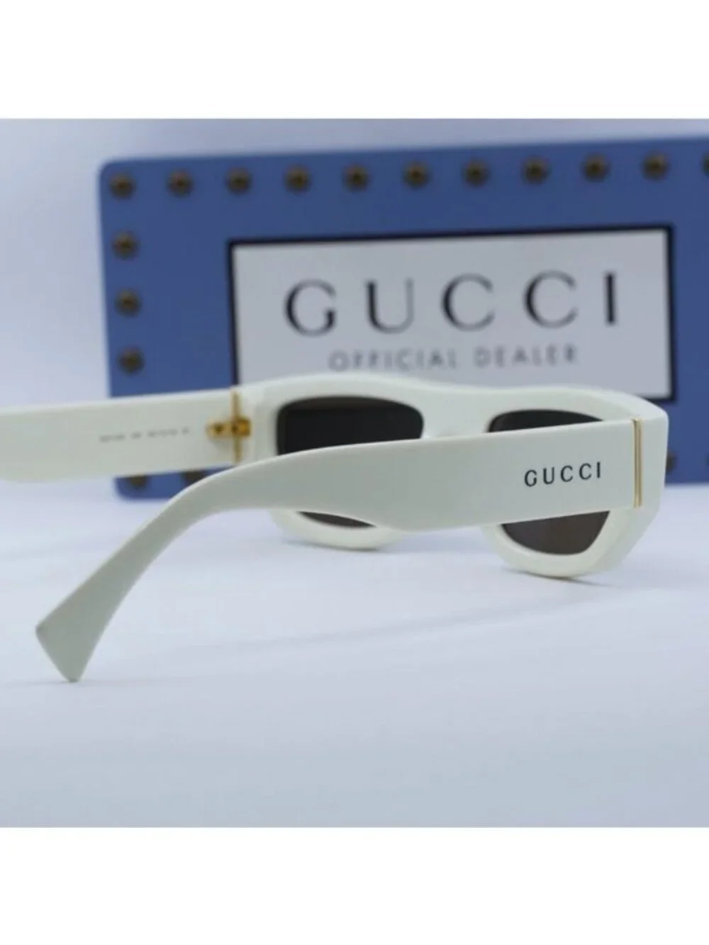 Gucci GG1134S 003 Rectangle Sunglasses - Ivory/Brown